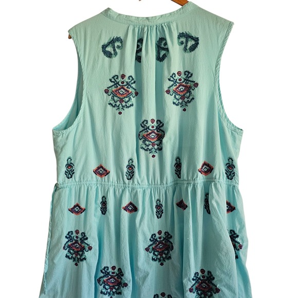 Sundance Blue Embroidered Boho Maxi Dress Sleeveless Summer Casual Plus XXL - Picture 12 of 14